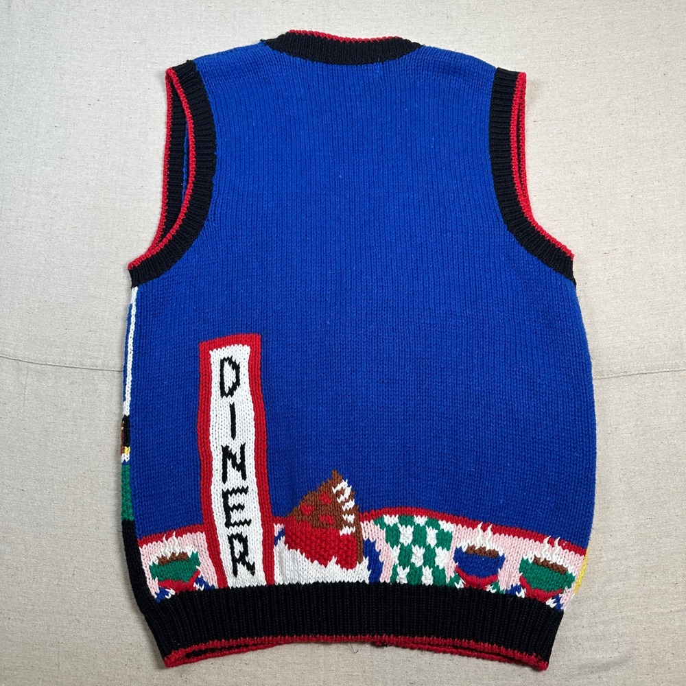 BellePointe Vintage 50s Diner Novelty Sweater Knit Vest  Medium Grandma Granny - Picture 2 of 6